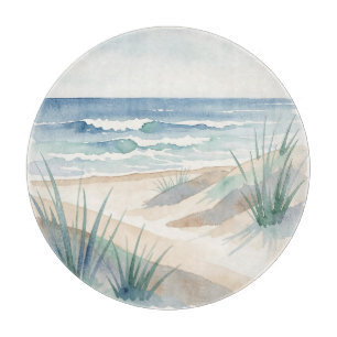 Planche À Découper Dunes de plage sereines Océan Aquarelle Côtière