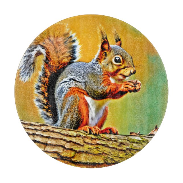 Planche À Découper Écureuil vintage dans la nature (Devant)