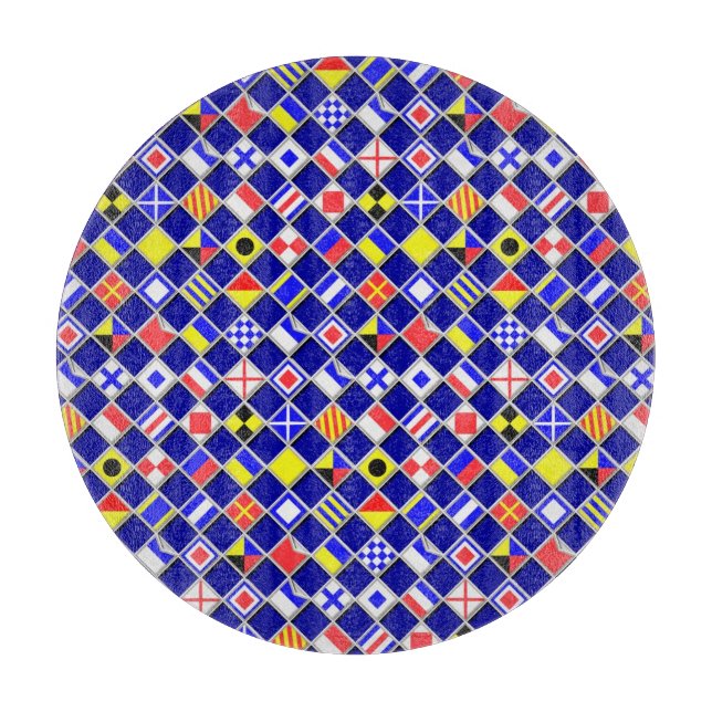 Planche À Découper Effet 3D À damiers Nautique Drapeaux Motif (Devant)