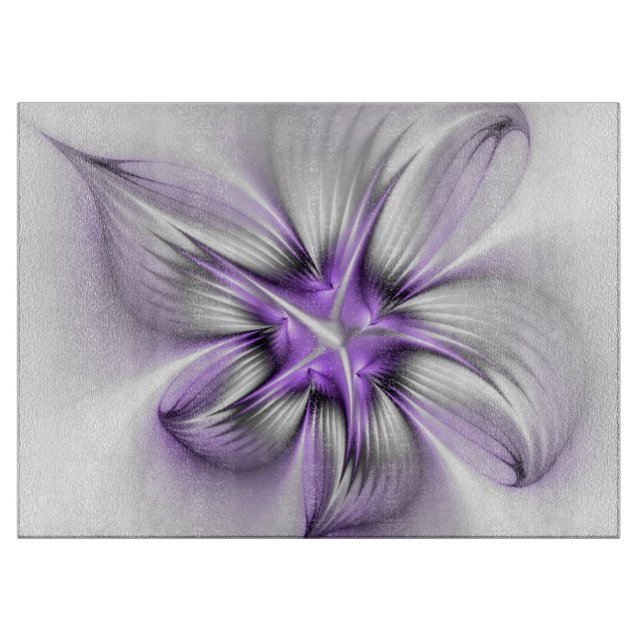 Planche À Découper Élégance florale Art Abstrait Violet Fractal moder (Devant)
