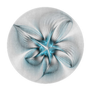 Planche À Découper Élégance florale Art fractal bleu abstrait moderne