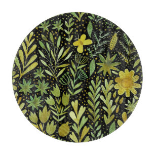 Planche À Découper Élégance florale : Motif d'aquarelle Vintage
