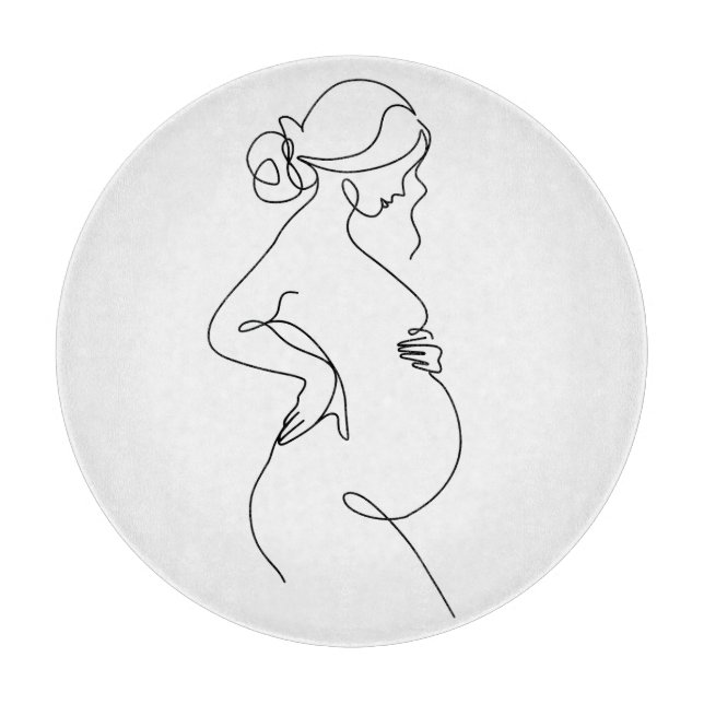 Planche À Découper Élégance maternelle : Femmes enceintes Line Art (Devant)