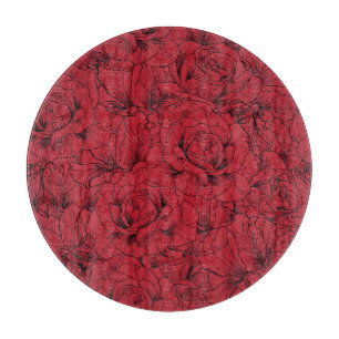 Planche À Découper Élégance vintage des roses rouges