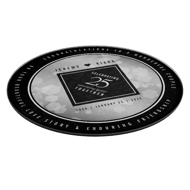 Planche À Découper Élégant 25e anniversaire de Mariage d'argent (Coin)