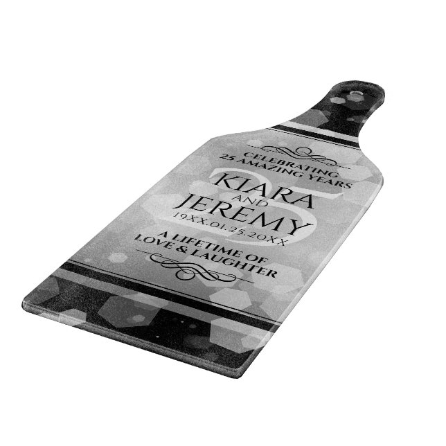 Planche À Découper Élégant 25e anniversaire de Mariage d'argent (Coin)