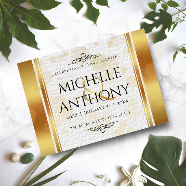 Planche À Découper Élégant 3ème anniversaire de Mariage en cuir (Elegant 3rd Leather Wedding Anniversary Cutting Board Cover Photo.)