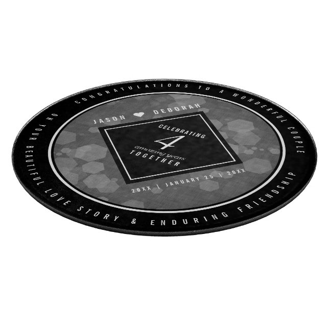 Planche À Découper Élégant 4ème anniversaire de Mariage de lin (Coin)