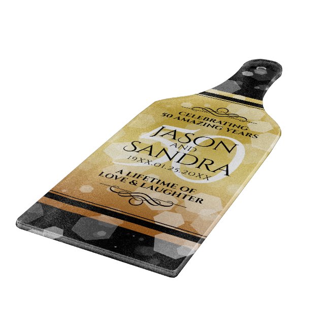 Planche À Découper Élégant 50e anniversaire de Mariage d'or (Coin)