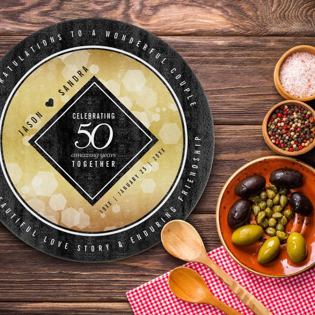 Planche À Découper Élégant 50e anniversaire de Mariage d'or (Créateur téléchargé)