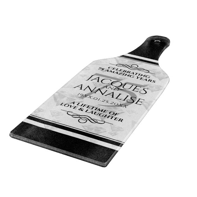 Planche À Découper Élégant 75e anniversaire de Mariage de diamant (Coin)