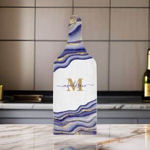 Planche À Découper Élégant Agate en marbre violet Monogramme