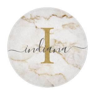 Planche À Découper Élégant Chic Monogramme Aspect Marbre Sur Mesure
