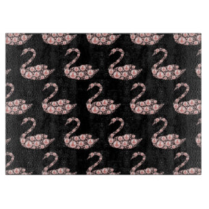 Planche À Découper Elégant cygne rose perle sur Arrière - plan noir