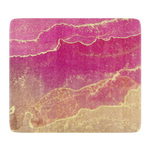 Planche À Découper Élégant marbre rose et or