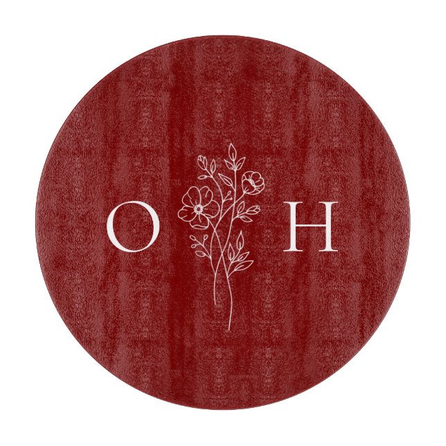 Planche À Découper Élégant monogramme floral de Boho (Devant)