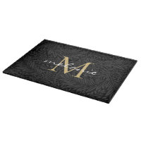 Élégant Monogramme Floral Or Noir
