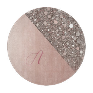 Planche À Découper Élégant Monogramme Or Rose
