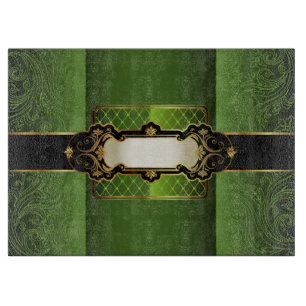 Planche À Découper Élégant Monogramme Vintage vert floral