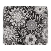 Élégant Motif de dentelle florale noir et blanc