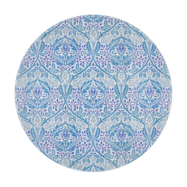 Planche À Découper Élégant motif floral bleu (Devant)