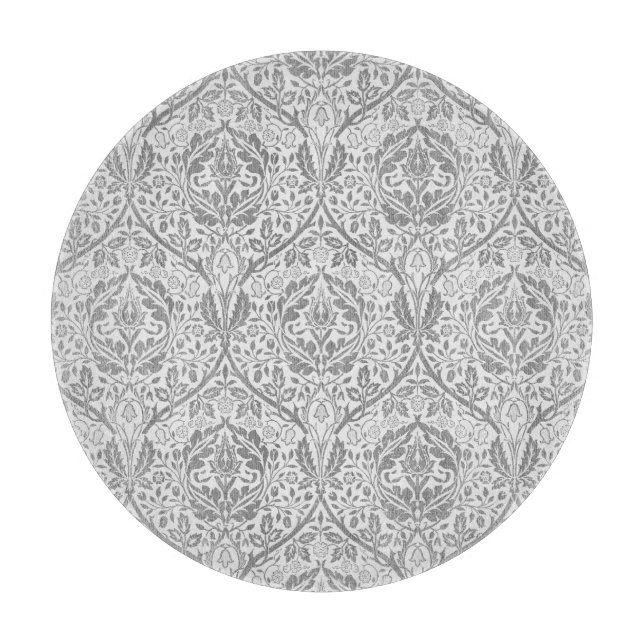 Planche À Découper Élégant motif floral gris (Devant)