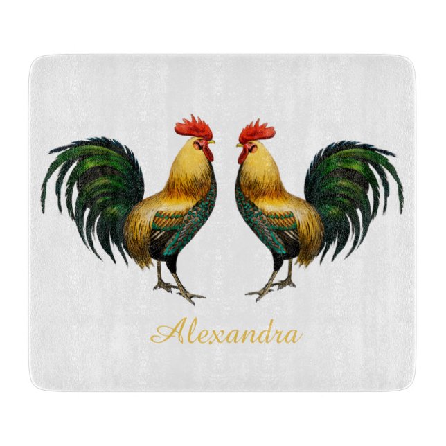 Planche À Découper Élégant poulet coloré coloré personnalisé avr. (Devant)