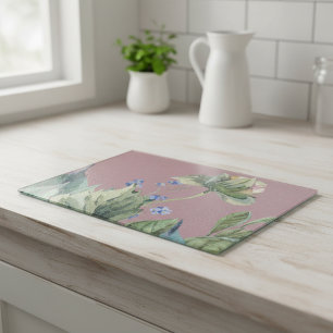 Planche À Découper Elégant Rose Aquarelle Sur Mauve