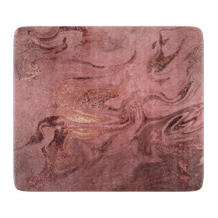 Planche À Découper Elégant rose en cuivre doré et marbre rouge