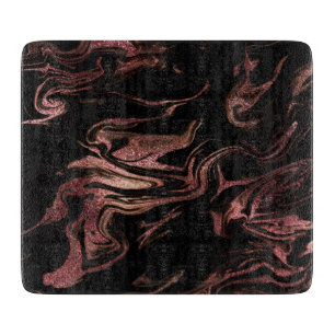 Planche À Découper Elégant rose en cuivre doré noir marbre