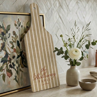 Planche À Découper Elegant Stripe Script Typography Family Name 