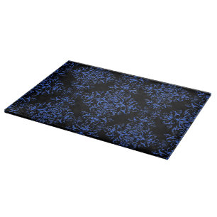 Planche À Découper Élégant style vintage damassé bleu noir