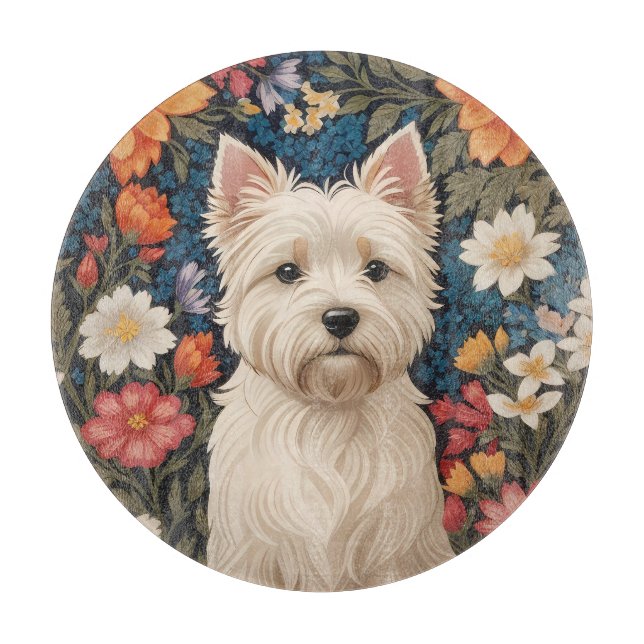 Planche À Découper Elegant West Highland Terrier Colorful Floral (Devant)