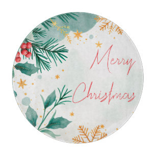 Planche À Découper Elégante aquarelle Joyeux verre de Noël Coupe
