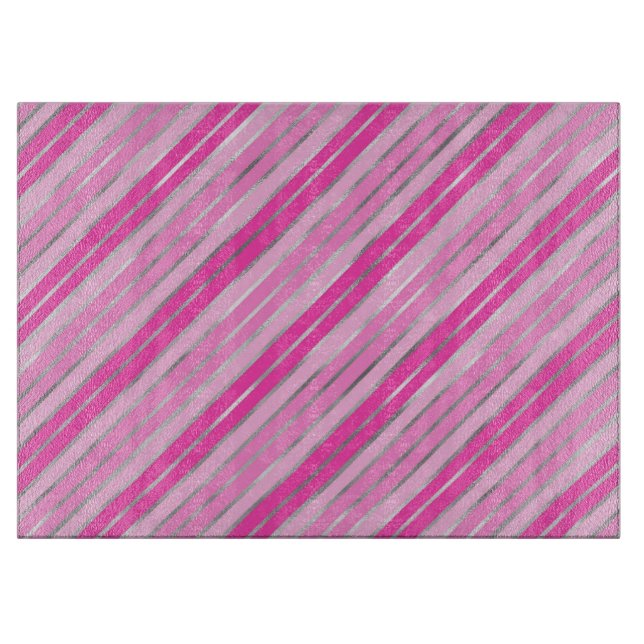 Planche À Découper Élégante bande de Noël rose et argent (Devant)