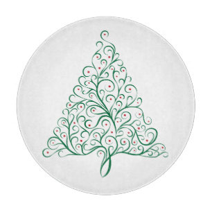 Planche À Découper Élégante calligraphie rouge et verte Arbre de Noël