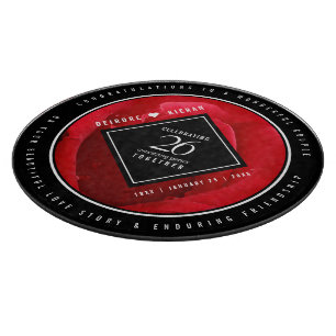 Planche À Découper Élégante fête du 26e anniversaire du Mariage Rose