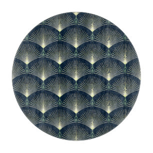 Planche À Découper Elégante Géométrie : Bleu Art Déco.