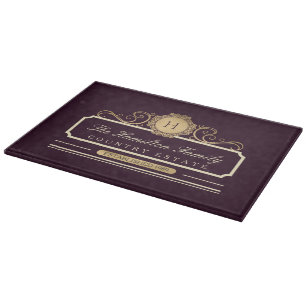 Planche À Découper Elégante Maison Familiale Monogramme Bourgogne Plu
