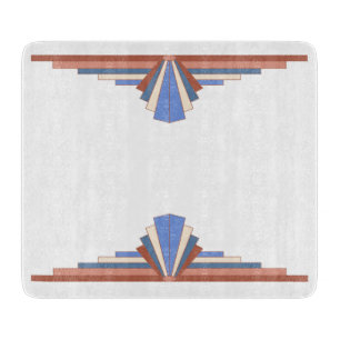 Planche À Découper Éléments Art déco en or rose & bleu