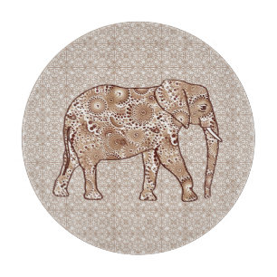 Planche À Découper Éléphale tourbillon fractal - marron et taupe
