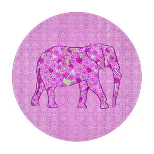 Planche À Découper Eléphant à fleurs - orchidée et magenta
