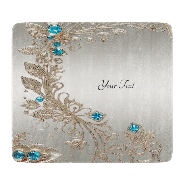 Planche À Découper Embellising Gold Blue Stones Cutting Board (Devant)