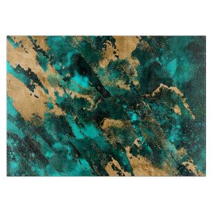 Planche À Découper Emerald Green et Gold abstrait