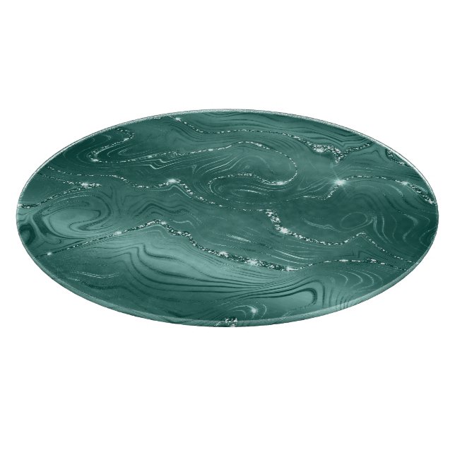 Planche À Découper Emerald Green Glitzy Marble Christmas (Coin)