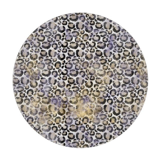 Planche À Découper Empreinte de léopard d'or violet (Devant)