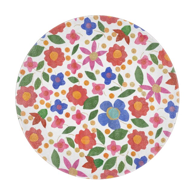 Planche à découper en verre à mini-tirage Floral A (Devant)