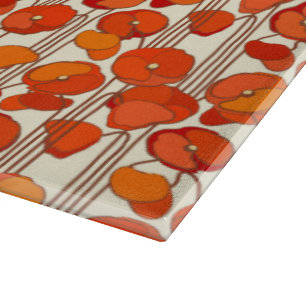 Planche à découper en verre Art Nouveau Coquelicot