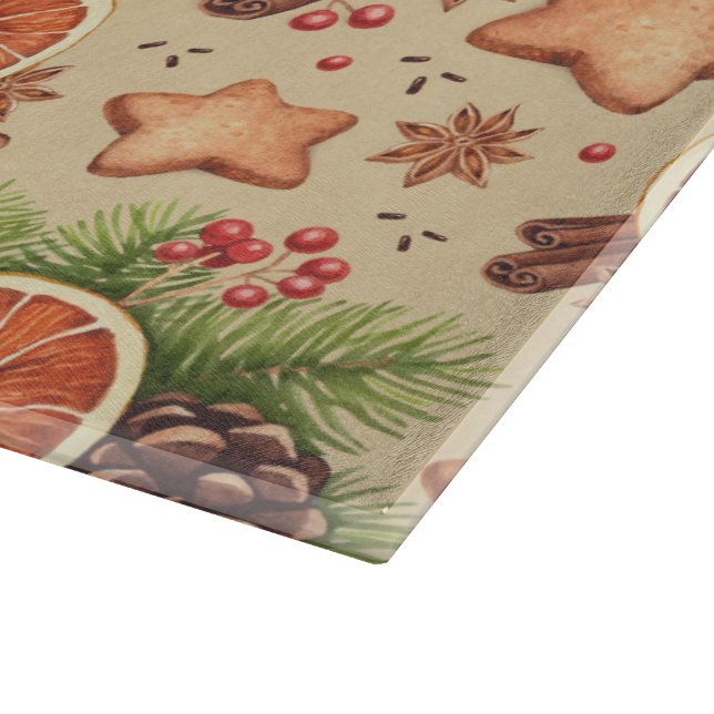 Planche à découper en verre aux épices de fêtes (Coin)