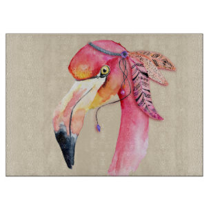 Planche à découper en verre Boho Fiona Flamingo